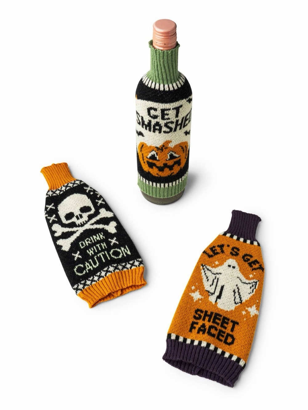 Lot of 3 Halloween Witching Hour Wine & Bottle Sweaters